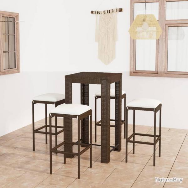 bar de jardin 5 pcs coussins Rsine tresse Marron alsavelo