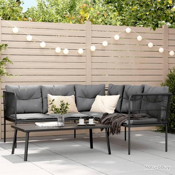 canaps de jardin et coussins noir acier textilne alsavelo