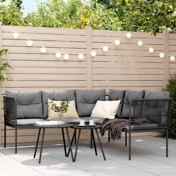 canaps de jardin et coussins noir acier textilne alsavelo