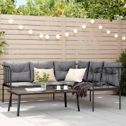 canapés de jardin et coussins noir acier textilène alsavelo