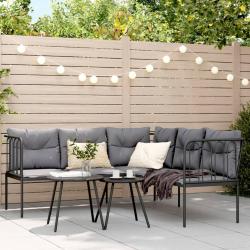 canapés de jardin et coussins noir acier textilène alsavelo
