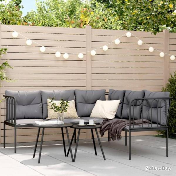 canaps de jardin et coussins noir acier textilne