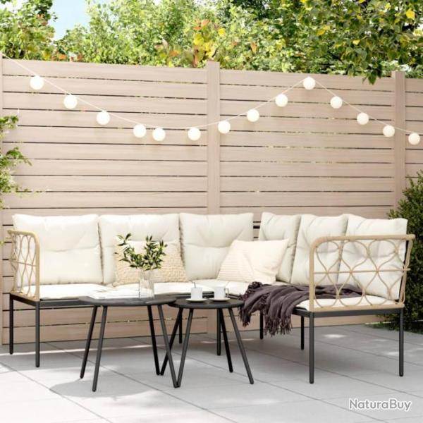 canaps de jardin et coussins noir acier textilne