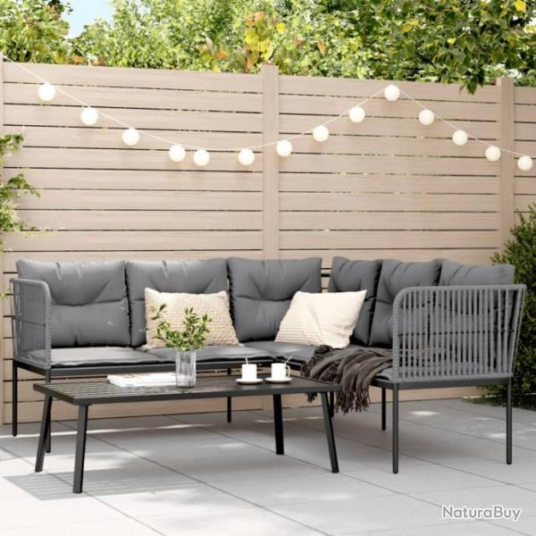 canaps de jardin et coussins noir acier textilne