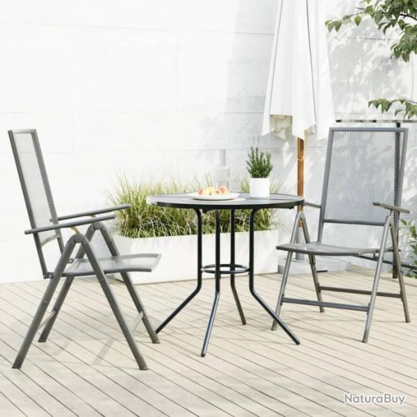 chaises de jardin inclinables 3 pcs anthracite