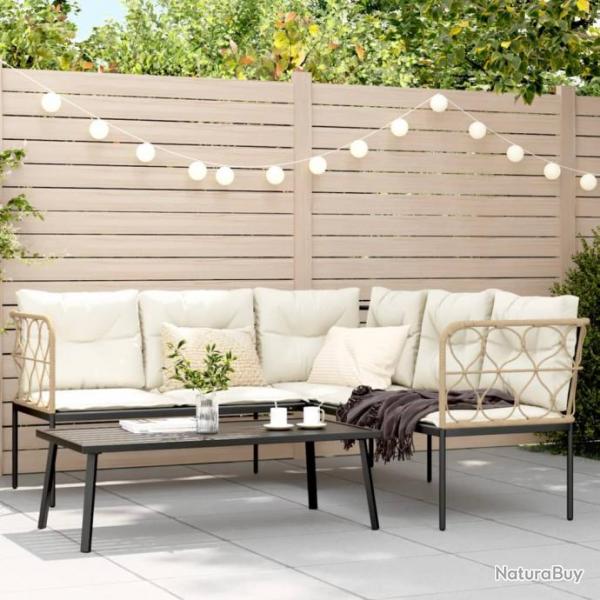 canaps de jardin et coussins noir acier textilne