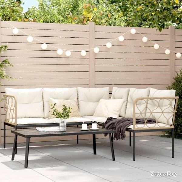 canaps de jardin et coussins noir acier textilne alsavelo