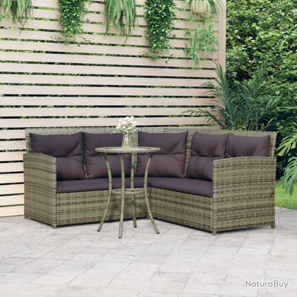 canaps en L 2pcs avec coussins Gris Rsine tresse alsavelo