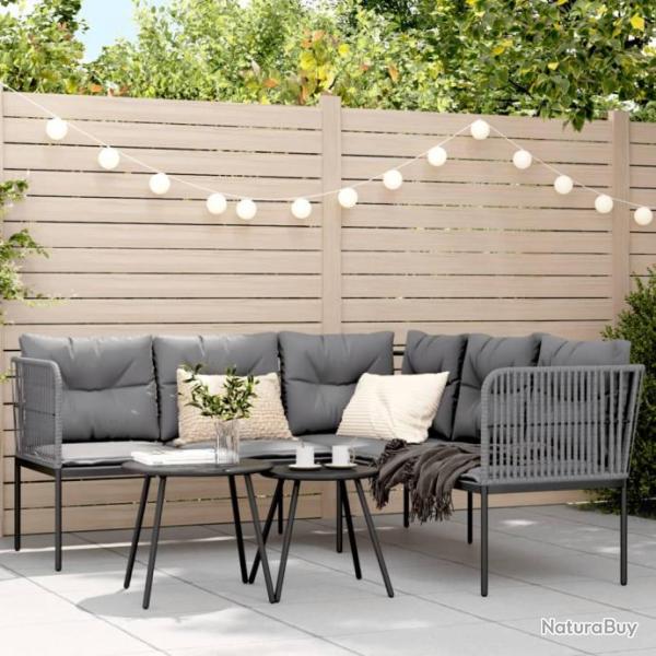 canaps de jardin et coussins noir acier textilne