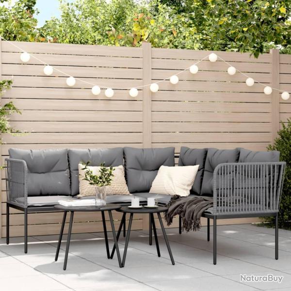 canaps de jardin et coussins noir acier textilne alsavelo