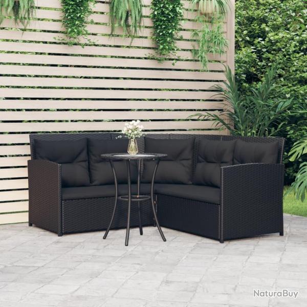 canaps en L 2pcs avec coussins Noir Rsine tresse alsavelo