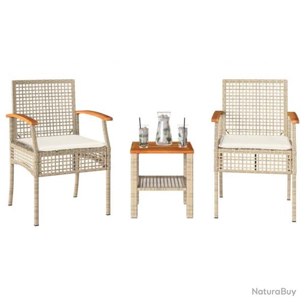 bistro 3 pcs coussins beige rsine tresse acacia alsavelo