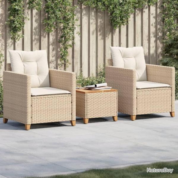 bistro 3 pcs coussins beige rsine tresse acacia alsavelo