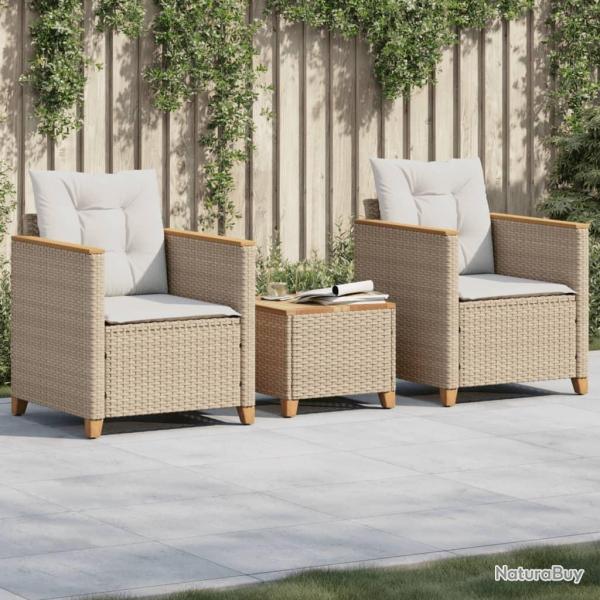 bistro 3 pcs coussins beige rsine tresse acacia alsavelo