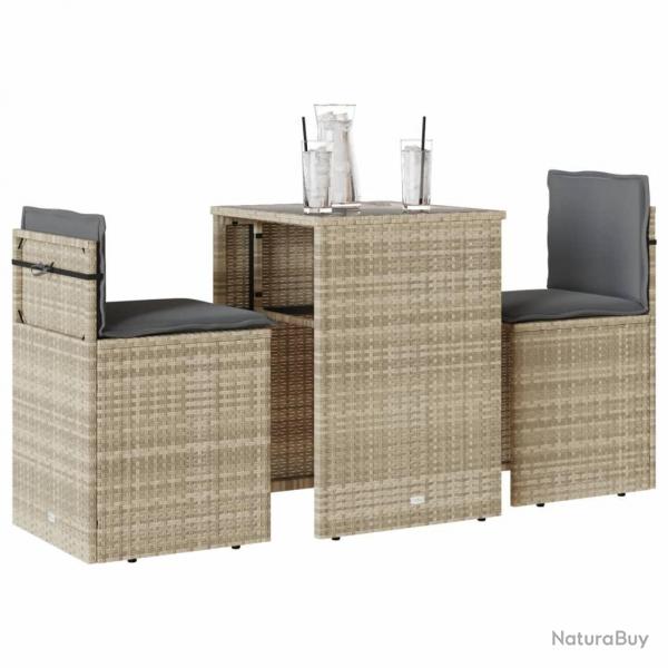bistro 3 pcs et coussins gris clair rsine tresse alsavelo
