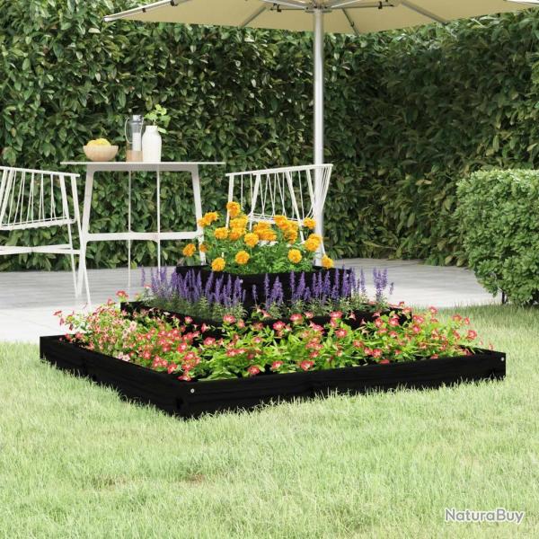 Jardinire Noir 80x80x27 cm Bois massif de pin alsavelo