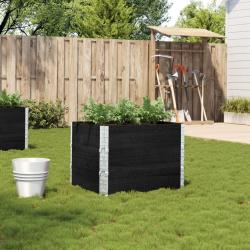Jardinière noir 80x60 cm bois massif de pin alsavelo