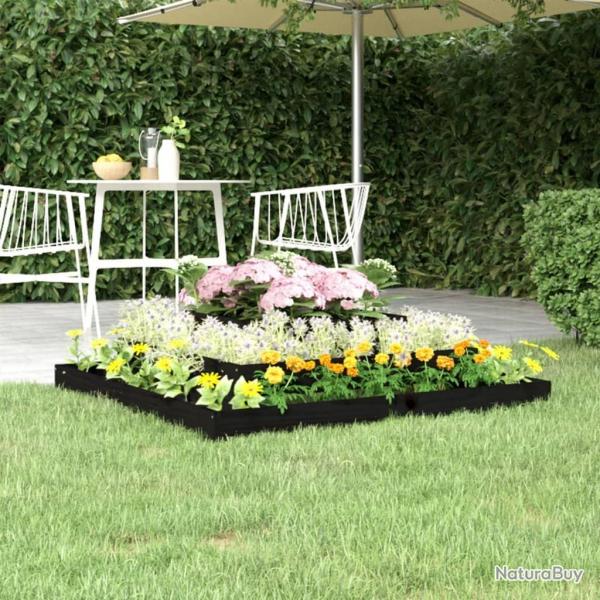 Jardinire Noir 110x110x27 cm Bois massif de pin alsavelo