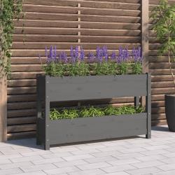 Jardinière Gris 112x25x66 cm Bois massif de pin alsavelo