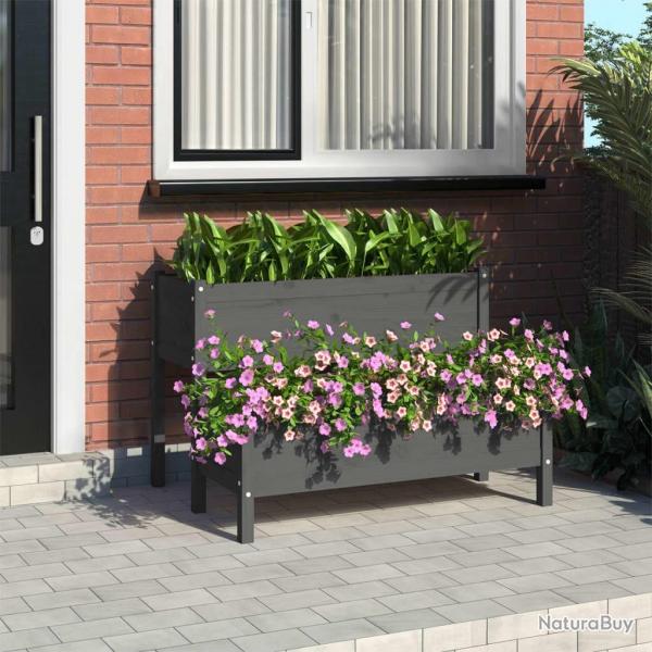 Jardinire Gris 110x84x75 cm Bois massif de pin alsavelo