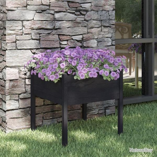Jardinire d'extrieur Noir 70x70x70 cm Bois de pin massif alsavelo