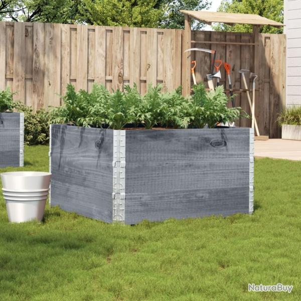 Jardinire gris 100x100 cm bois de pin massif alsavelo