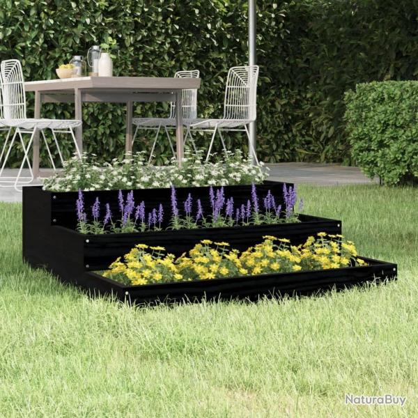 Jardinire Noir 78x78x27 cm Bois massif de pin alsavelo