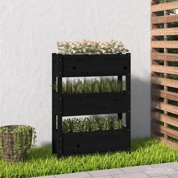 Jardinire Noir 77x25x104,5 cm Bois massif de pin alsavelo