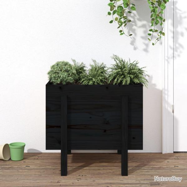 Jardinire noir 62x50x57 cm bois massif de pin alsavelo