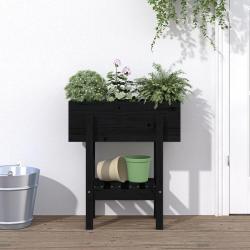 Jardinière noir 62x30x69 cm bois massif de pin alsavelo