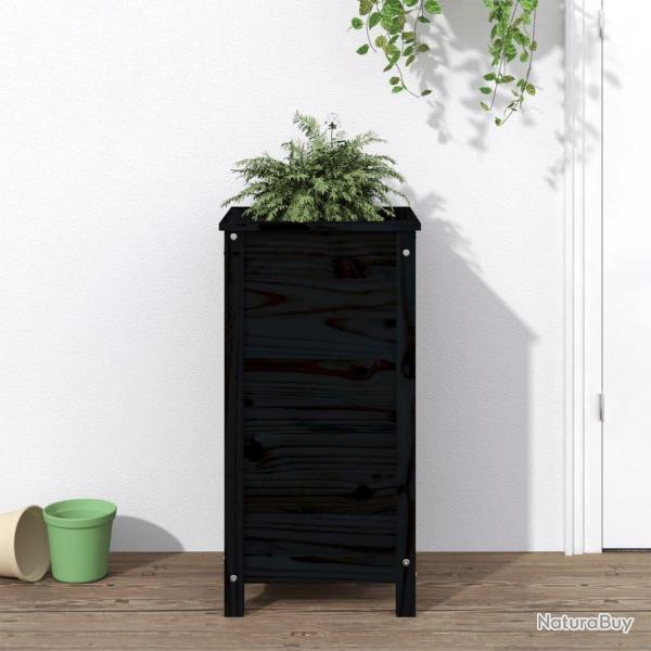 Jardinire noir 40x40x78 cm bois massif de pin alsavelo