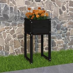 Jardinière Noir 40x40x81 cm Bois massif de pin alsavelo