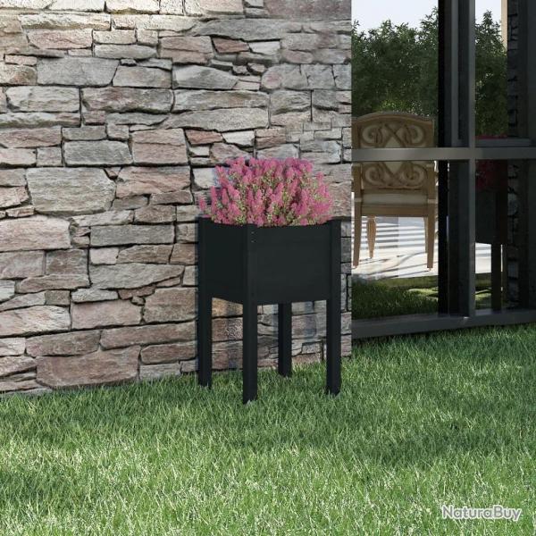 Jardinire d'extrieur Noir 40x40x70 cm Bois de pin massif alsavelo