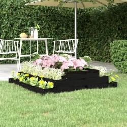 Jardinière Noir 110x110x27 cm Bois massif de pin alsavelo