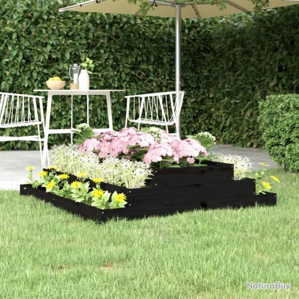 Jardinire Noir 110x110x27 cm Bois massif de pin alsavelo