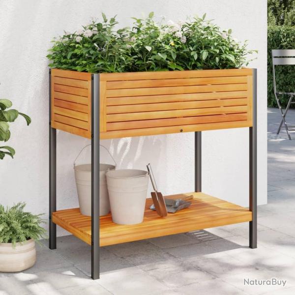 Jardinire et tagre 80x45x80 cm bois massif d'acacia et acier alsavelo