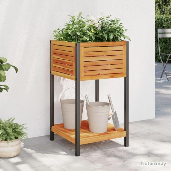 Jardinire et tagre 45x45x80 cm bois massif d'acacia et acier alsavelo
