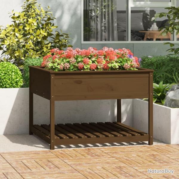 Jardinire et tagre Marron miel 111,5x111,5x81 cm Bois de pin alsavelo