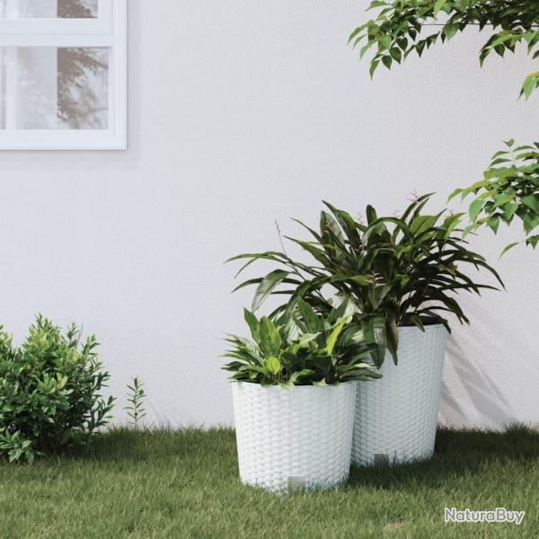 Jardinire et intrieur amovible blanc 15 /15,3 L rotin PP alsavelo