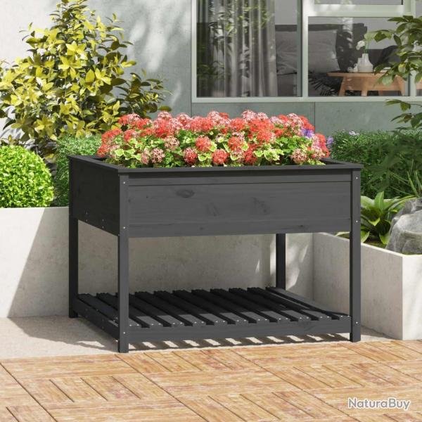 Jardinire et tagre Gris 111,5x111,5x81 cm Bois massif de pin alsavelo