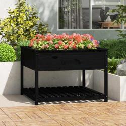 Jardinière et étagère Noir 111,5x111,5x81 cm Bois massif de pin alsavelo