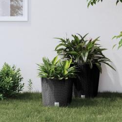 Jardinière et intérieur amovible anthracite 15 /15,3 L rotin PP alsavelo