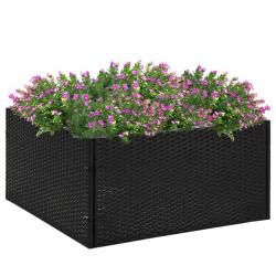 Jardinière Noir 80x80x40 cm Résine tressée alsavelo