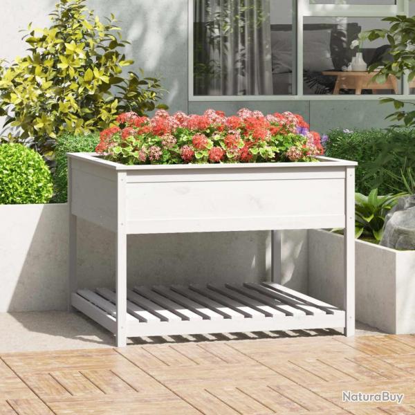 Jardinire et tagre Blanc 111,5x111,5x81cm Bois massif de pin alsavelo
