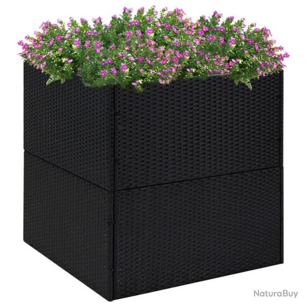Jardinire Noir 80x80x80 cm Rsine tresse alsavelo