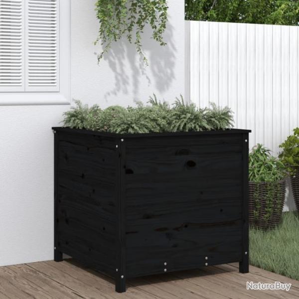 Jardinire noir 82,5x82,5x78 cm bois massif de pin