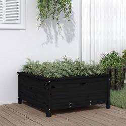 Jardinière noir 82,5x82,5x39 cm bois massif de pin alsavelo