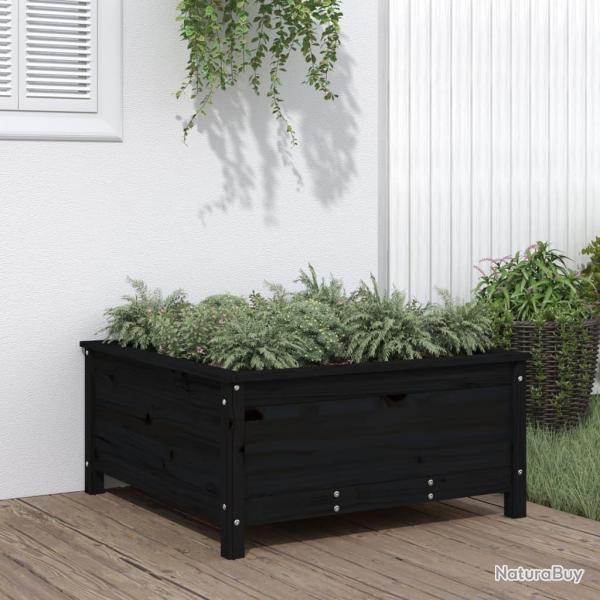Jardinire noir 82,5x82,5x39 cm bois massif de pin alsavelo
