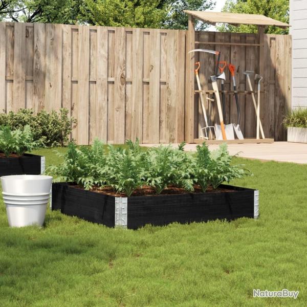 Jardinire noir 100x100 cm bois massif de pin alsavelo