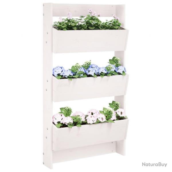 Jardinire murale 3 niveaux 60x18,5x110 cm blanc pin massif alsavelo